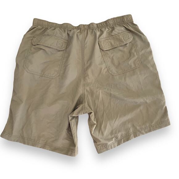 Duluth Trading Co Men's Tan Nylon Shorts Size L Pockets Drawstring Elastic Waist - Picture 6 of 7